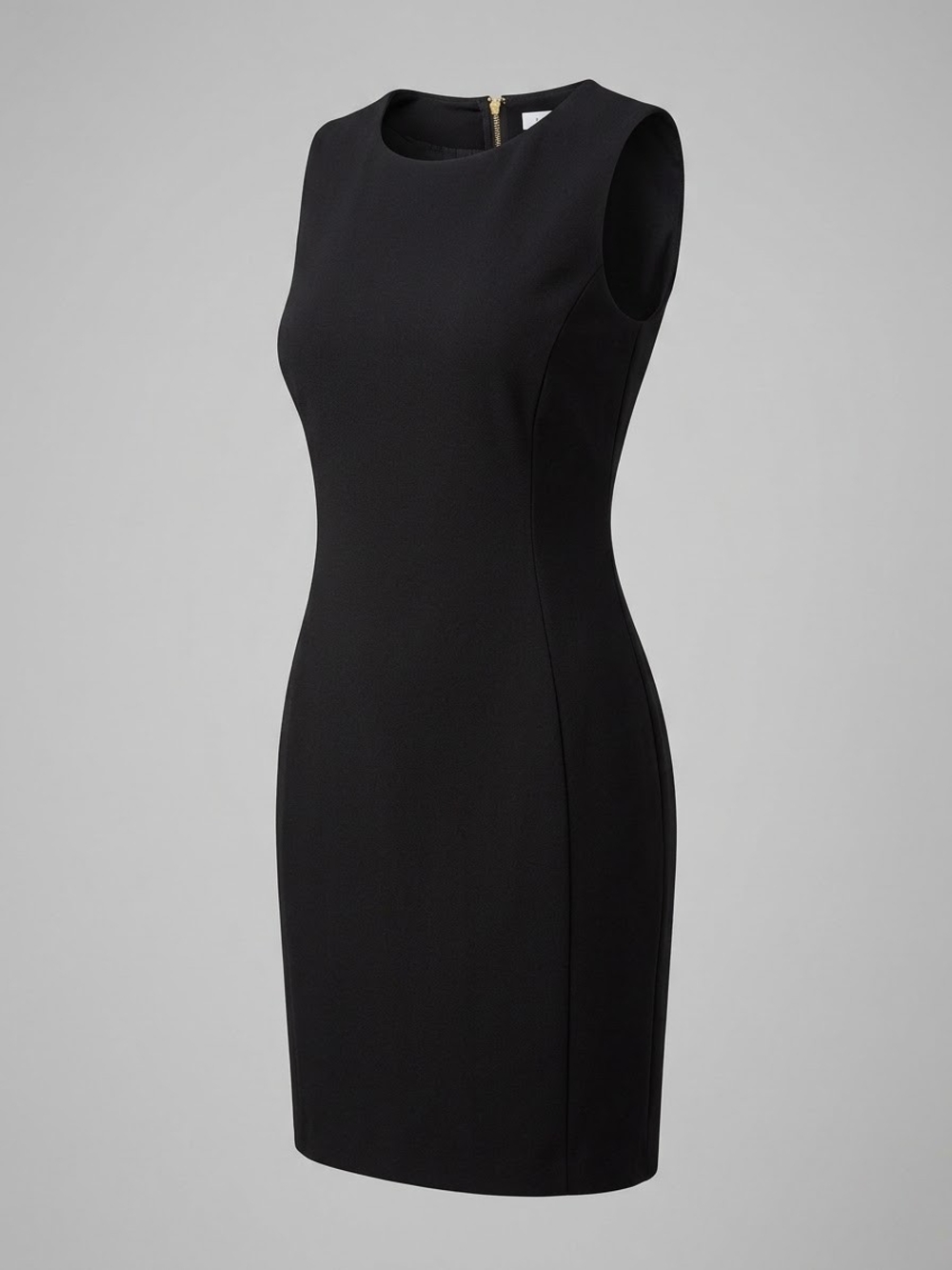 Calvin Klein Sleeveless Sheath Dress with Gold Back Zipper Black Mini